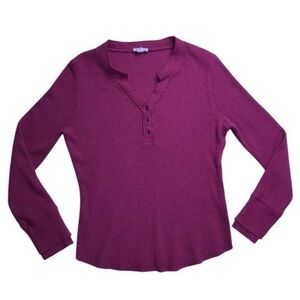 Tribal Purple Soft Waffle Henley Top with Buttons - Women's - Size XSP
